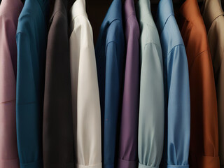 Close up of laundry rack with clean shirts