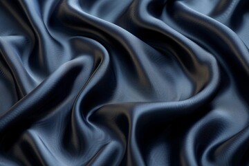 Fototapeta premium An opulent and richly textured photo of blue satin silk fabric, with a focus on the folds and smoothness