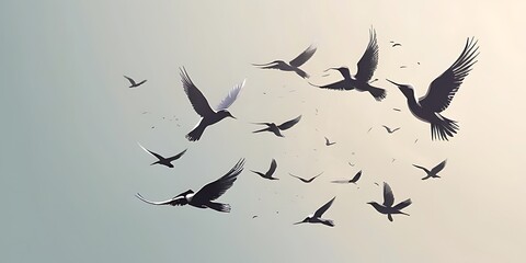isolated on soft background with copy space Flying Birds concept, illustration