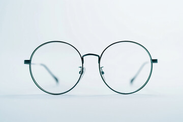 a pair of glasses sitting on top of a white surface - Powered by Adobe