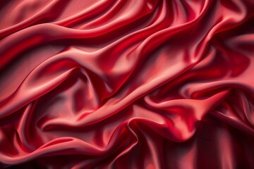Dive into the deep red waves of this luxurious silk textile, showcasing a close-up of its sumptuous, richly textured surface