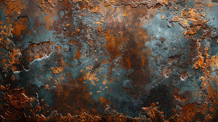 Rustic Orange and Blue Textured Corrosion on Metal Surface for Industrial Design Background