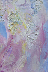 Decorative painting vertical background. Hand painted lilac flowers.