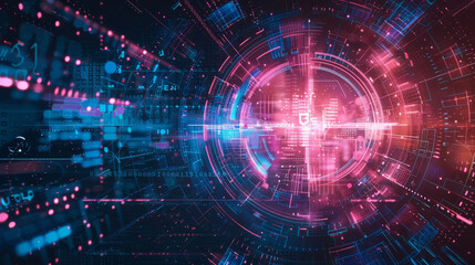 Obraz premium Futuristic technology background with digital interface design
