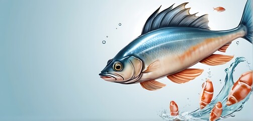 isolated on soft background with copy space Fish concept, illustration
