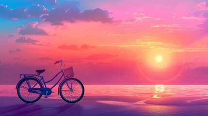 Fototapeta premium bicycle, sunset horizon, with copy space. world bicycle day background concept