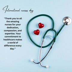 Happy nurses day , international nurses day ,stethoscope and heart