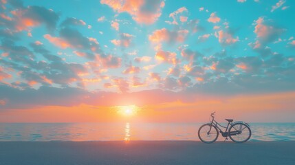 Fototapeta premium bicycle, sunset horizon, with copy space. world bicycle day background concept