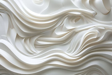 Elegant white paper waves create a modern abstract texture