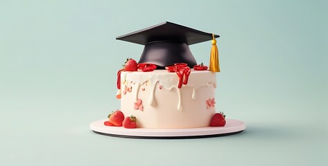 isolated on soft background with copy space Celebrate, Delight Graduation Cake concept, illustration