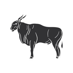 Safari Bull Icon Silhouette Illustration. Animals Vector Graphic Pictogram Symbol Clip Art. Doodle Sketch Black Sign.