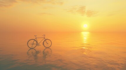 Fototapeta premium bicycle, sunset horizon, with copy space. world bicycle day background concept