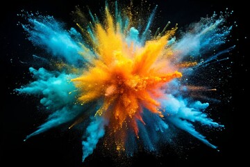 powder explosion on black background