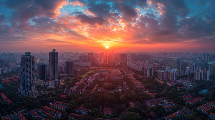 Breathtaking sunset over Singapore's dynamic cityscape