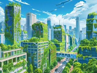Eco-City Skyline: Integrating Nature with Urban Architecture