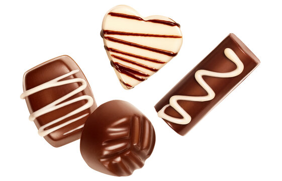 compois&ccedil;&atilde;o de bombom de chocolate ao leite e bombom de chocolate branco isolado em fundo transparente