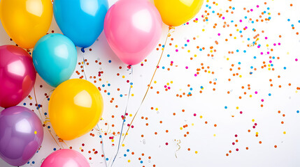 free space on the left corner for title banner with a colorful balloons.