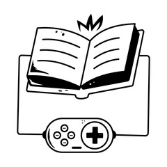 Scalable doodle icon of a game manual 