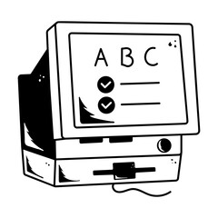 Ready to use doodle icon of old monitor 