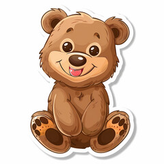 Obraz premium Cute bear cartoon on a White Canvas Sticker,vector image