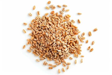 heap of dry barley groats healthy whole grain food isolated on white background top view food photo - obrazy, fototapety, plakaty