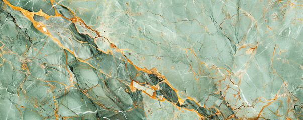 Elegant mint green deep forest marble effect with luxurious golden veins reflecting a modern stone style