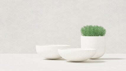 Podium display made of white and leaf for showcasing merchandise