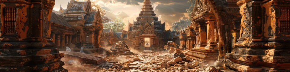Magnificent Ruins of the Ancient Wat Phra That Hariphunchai Temple Complex in Thailand