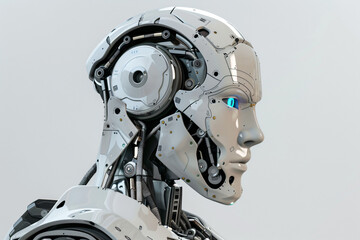 Fototapeta premium a robot with a blue eye and a head