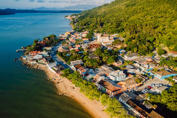 Historic village - Ribeirao da Ilha in Florianopolis, Brazil. Aerial view
