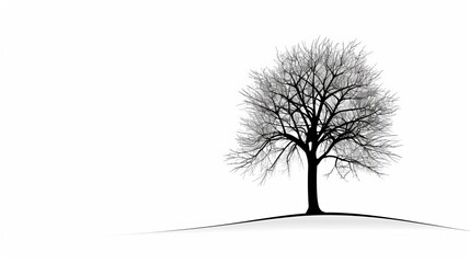A simple white background with a single black line drawing of a tree silhouette.