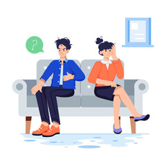 Trendy flat illustration depicting family conflicts 