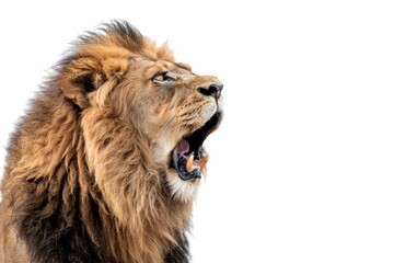 majestic lion portrait with furious expression isolated on white background wildlife photography 1