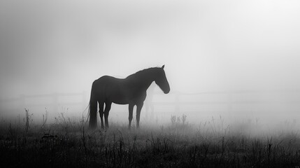Misty horse. Generative AI