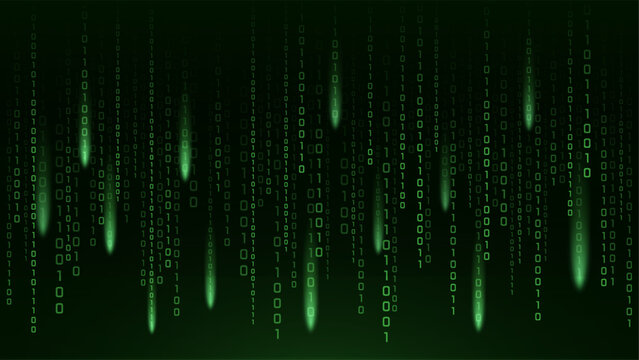 Digital Binary Code Background in Green for Tech Designs
