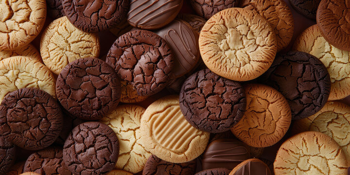 Assortment of sweet cookies. Different types of sweet cookie background.