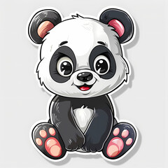 Fototapeta premium Cute panda cartoon on a White Canvas Sticker,vector image