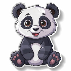 Cute panda cartoon on a White Canvas Sticker,vector image