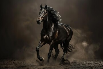 majestic stallion illuminated on dramatic ebony background equine fine art photography