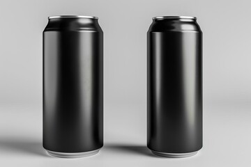 matte black aluminum energy drink can mockup 3d product rendering