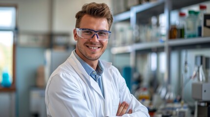 Fototapeta premium Smiling Scientist in Laboratory