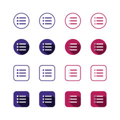 Collection of Icons set, flat colored with shadows. Thin line icons set. Flat vector illustration