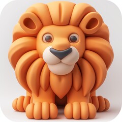 Naklejka premium Cute Lion Cartoon Clay Illustration, 3D Icon, Isolated on white background