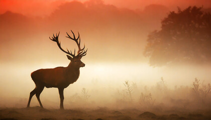 Obraz na płótnie Canvas red deer in morning sun