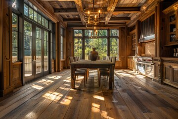 Cozy Living Room Interior with Rustic Oak Flooring and Elegant Sofas