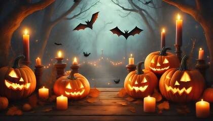 halloween background with pumpkins