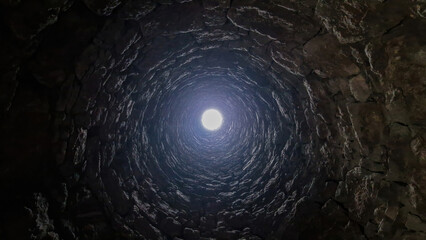 A mesmerizing glimpse upward inside the Flue Chimney of Ballycorus Leadmines, where echoes of...