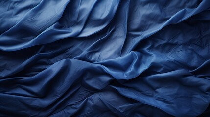 Fototapeta premium Blue soft silk fabric with folds and waves, background