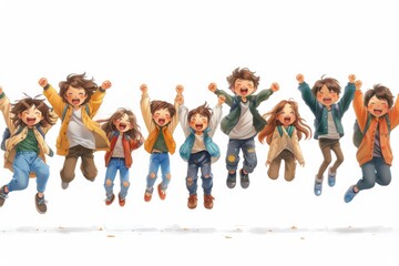 子供たちはジャンプしている