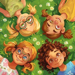 Naklejka premium Happy childrens day celebration, vector graphic, AI generated